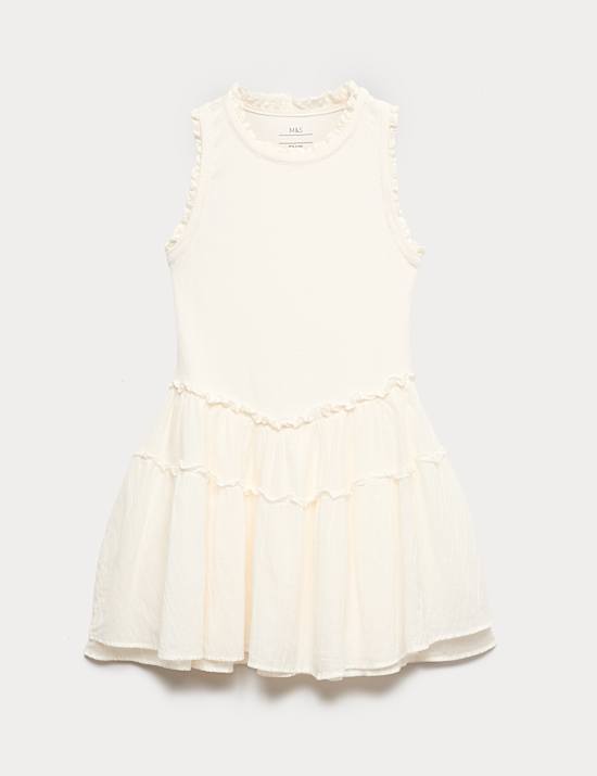 Cotton Rich Drop Waist Dress (6-16 Yrs)