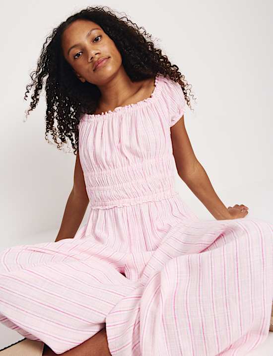 Linen Blend Wide Leg Jumpsuit (6-16 Yrs)