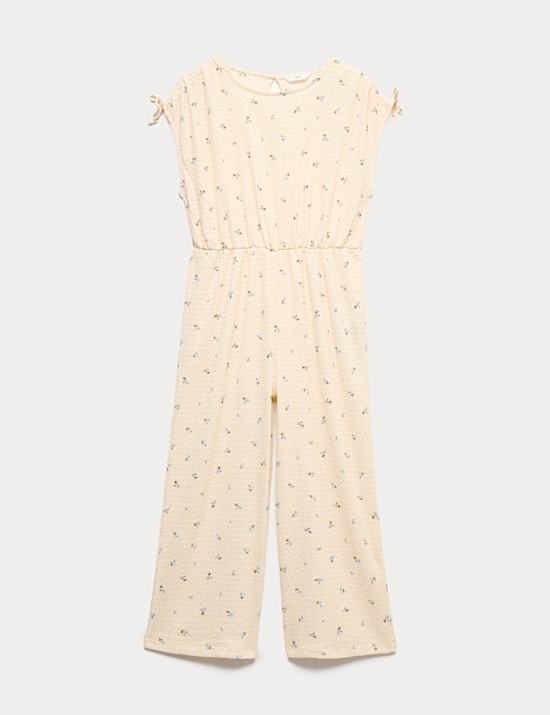 Cotton Rich Floral Crinkle Wide Leg Jumpsuit (6-16 Yrs)