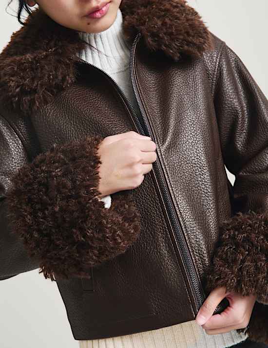 Padded Faux Fur Trim Jacket