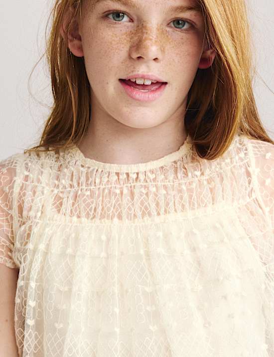 Shirred Lace Top with Cami (6-16 Yrs)