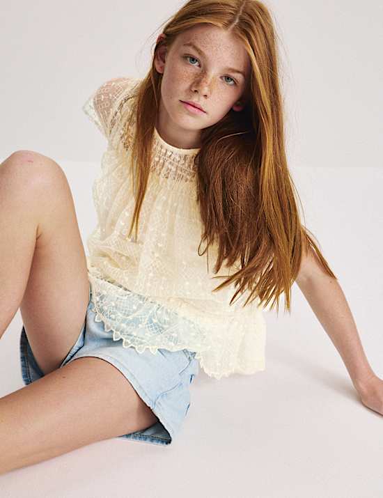 Shirred Lace Top with Cami (6-16 Yrs)