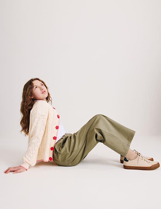 Pure Cotton Elasticated Waist Straight Leg Trousers (6-16 Yrs)