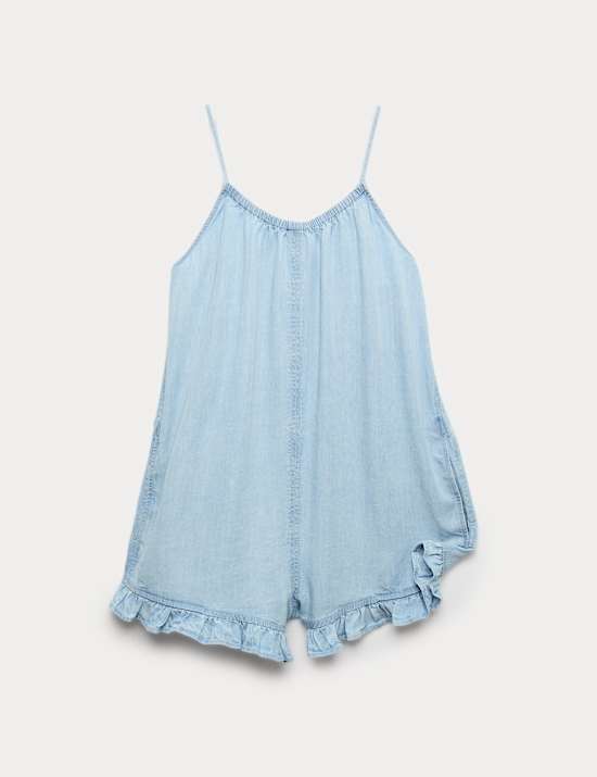 Pure Cotton Grocery Ruffle Hem Playsuit (6-16 Yrs)