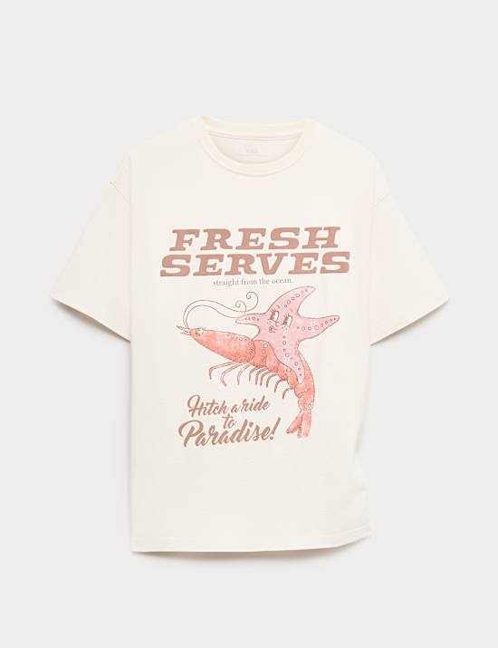 Pure Cotton Starfish Graphic T-Shirt (6-16 Yrs)