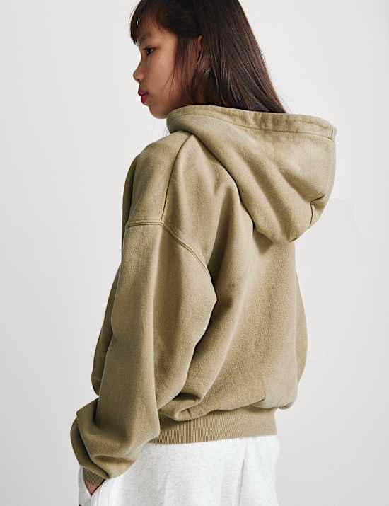 Oversize-Kapuzenpullover mit hohem Baumwollanteil und durchgehendem Rei&szlig;verschluss (6&ndash;16 J.)