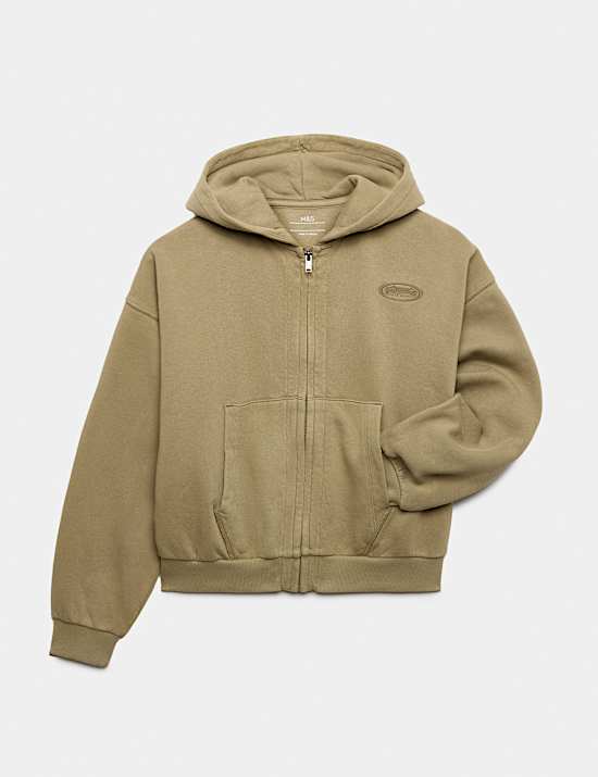 Oversize-Kapuzenpullover mit hohem Baumwollanteil und durchgehendem Rei&szlig;verschluss (6&ndash;16 J.)