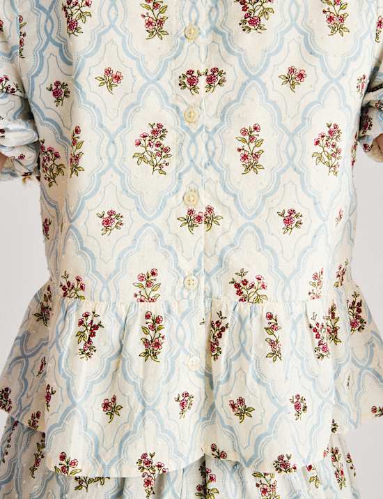 2 Piece Pure Cotton Floral Lace Trim Outfit (6-16 Yrs)