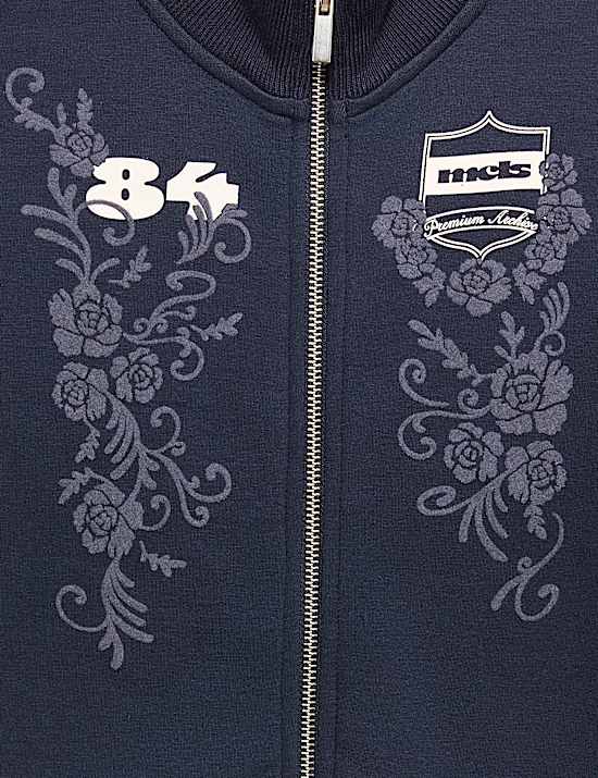 Funnel Neck Embroidered Zip Through Sweatshirt (6-16 Yrs)