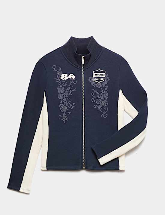 Funnel Neck Embroidered Zip Through Sweatshirt (6-16 Yrs)