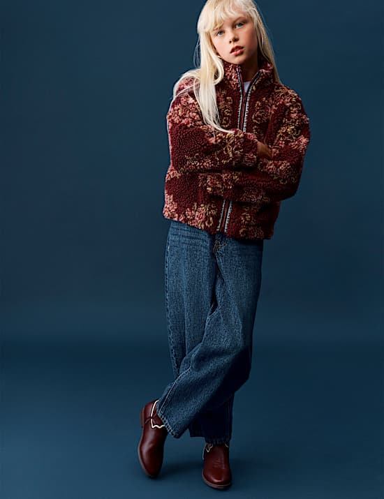 Floral Zip Through Borg Fleece (6-16 Yrs)