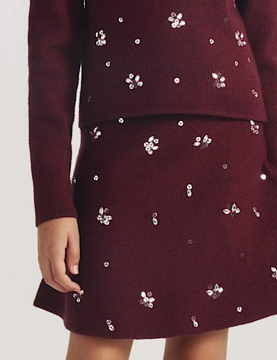 2 Piece Knitted Embellished Skirt Set (6-16 Yrs)