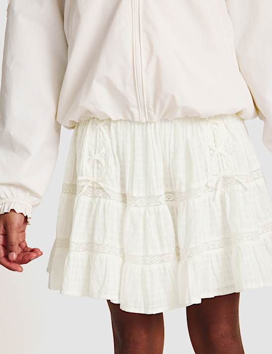 Pure Cotton Lace Up Elasticated Waist Skirt (6-16 Yrs)