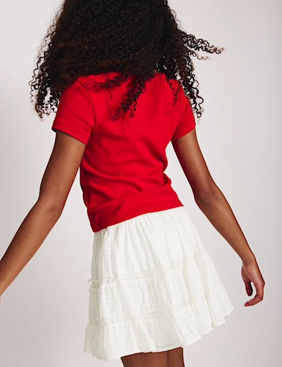 Pure Cotton Lace Up Elasticated Waist Skirt (6-16 Yrs)