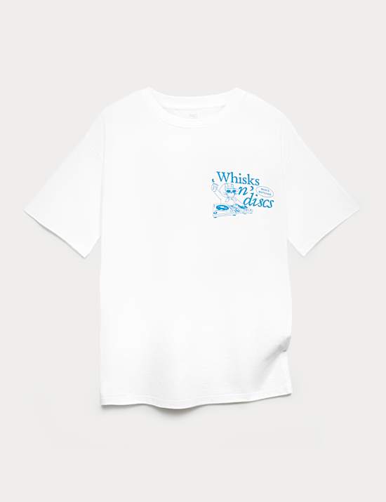 Pure Cotton DJ Cat Graphic T-Shirt (6-16 Years)