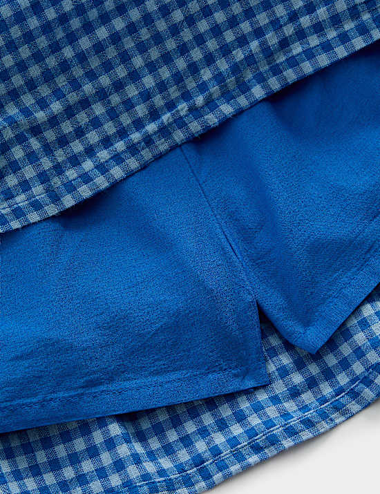 Katoenrijke, gesmokte laagjesrok met ruitmotief (2-16 jaar)