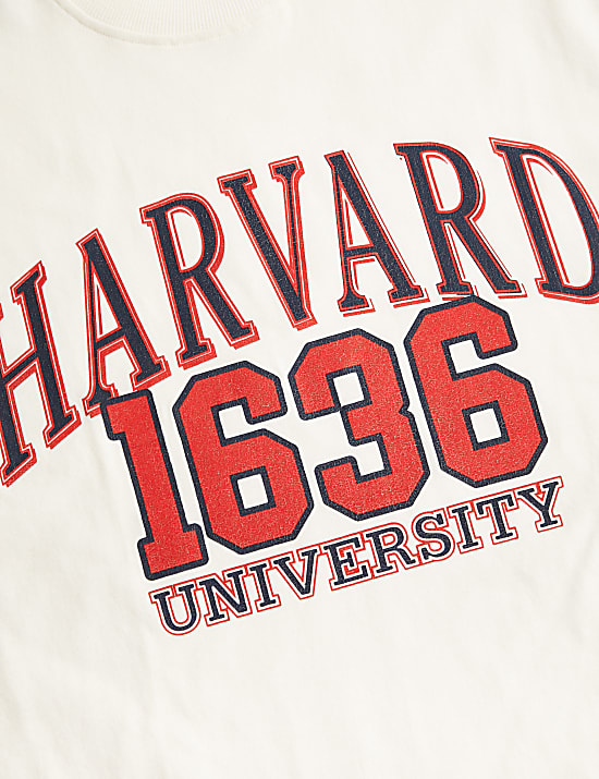 T-Shirt aus reiner Baumwolle mit Schriftzug „Harvard“ (6–16 Jahre)