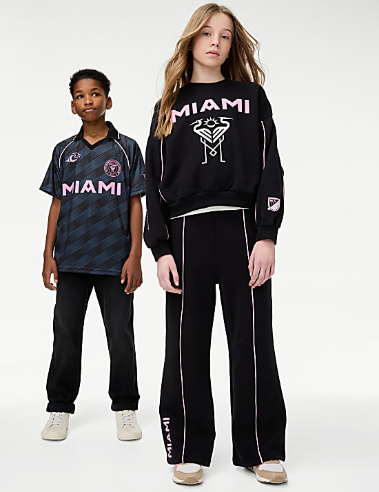 Pantalones deportivos de pata ancha en algod&oacute;n Inter Miami (6-16 a&ntilde;os)