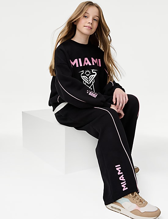 Pantalones deportivos de pata ancha en algod&oacute;n Inter Miami (6-16 a&ntilde;os)