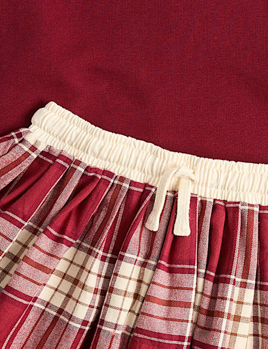 Set met sweater en geruite rok (6-16 jaar)