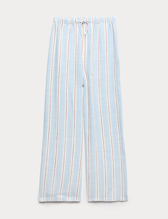 Linen Blend Striped Wide Leg Trousers (6-16 Yrs)