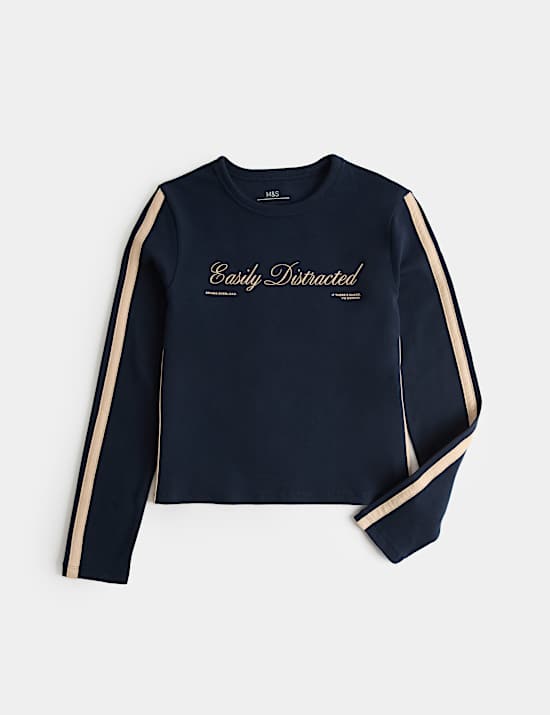 Cotton Rich Easily Distracted Slogan Top (6-16 Yrs)