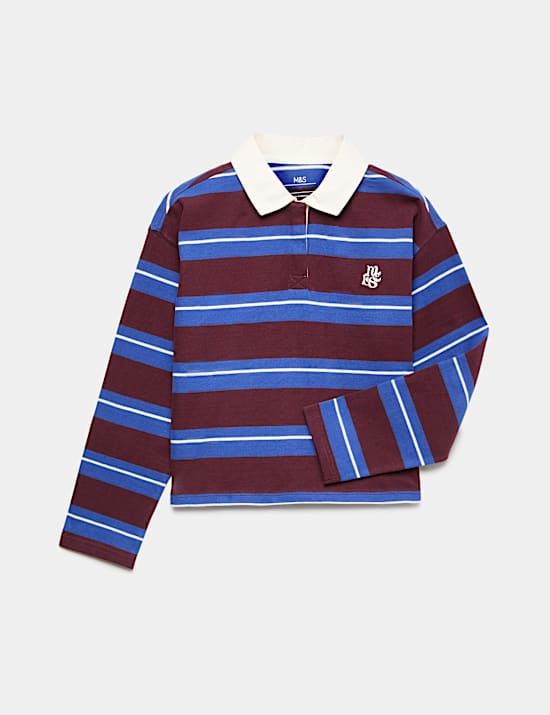 Pure Cotton Striped Rugby Top (6-16 Yrs)