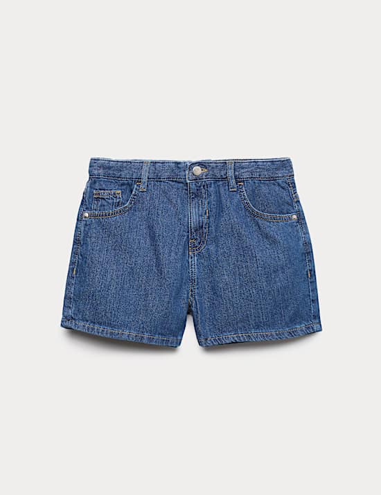 Pure Cotton Denim Mom Shorts (6-16 Yrs)