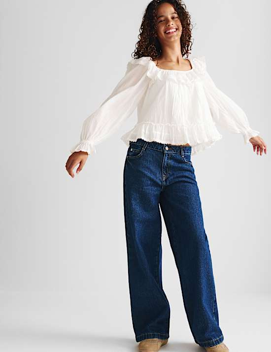 Pure Cotton Lace Trim Top (6-16 Yrs)