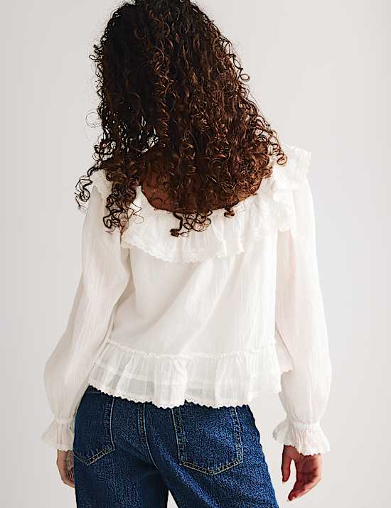 Pure Cotton Lace Trim Top (6-16 Yrs)