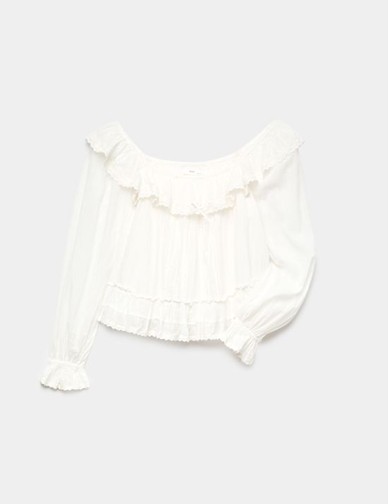 Pure Cotton Lace Trim Top (6-16 Yrs)