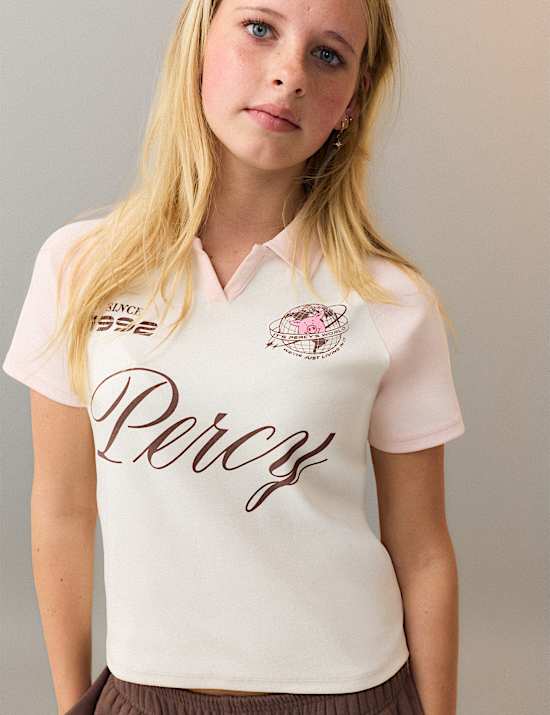 Cotton Rich Percy Pig&trade; Cropped Rugby Top (6-16 Yrs)