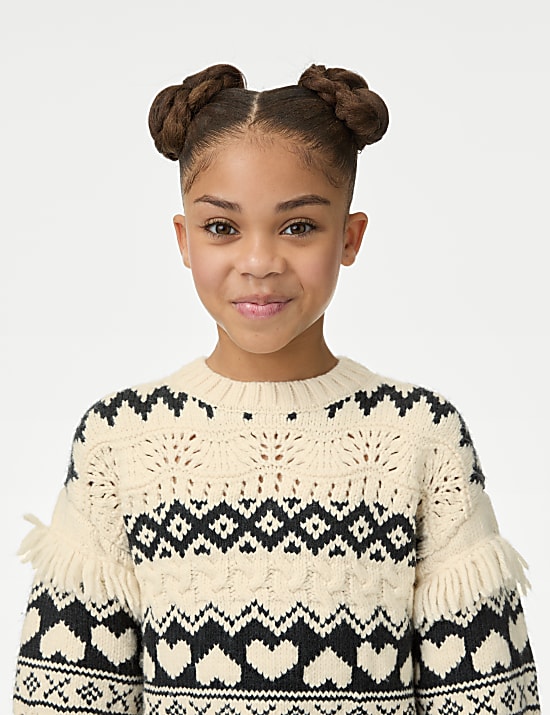 Pull à motif cœur et jacquard (du 6 au 16 ans)