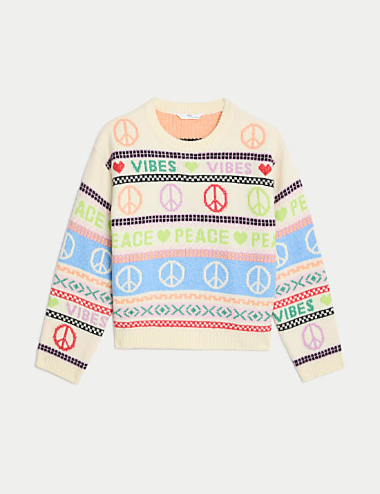 Pull Peace à motif jacquard (du 2 au 16 ans)