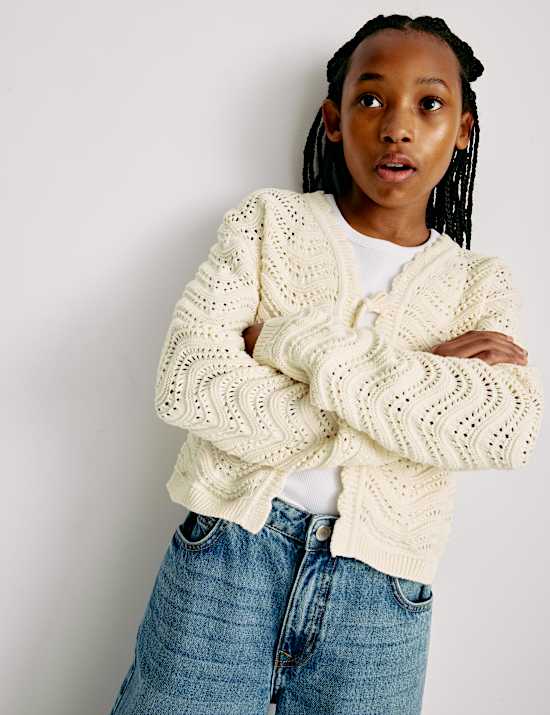 Pure Cotton Knitted Cardigan (6-16 Yrs)
