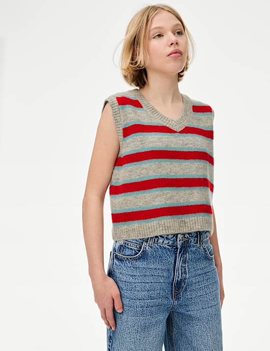Striped Knitted Vest (6-16 Yrs)