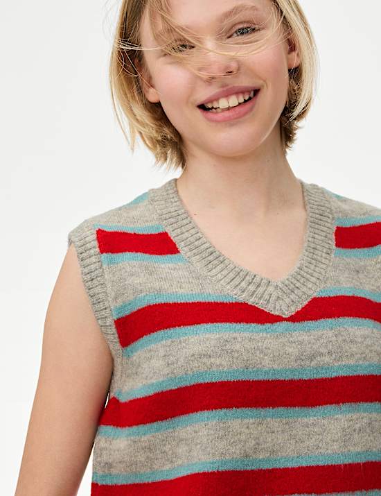 Striped Knitted Vest (6-16 Yrs)