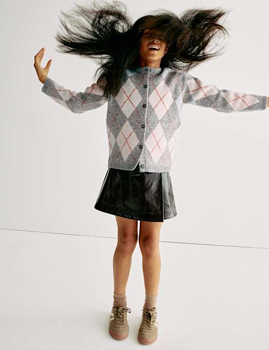 Argyle Button Through Cardigan (6-16 Yrs)