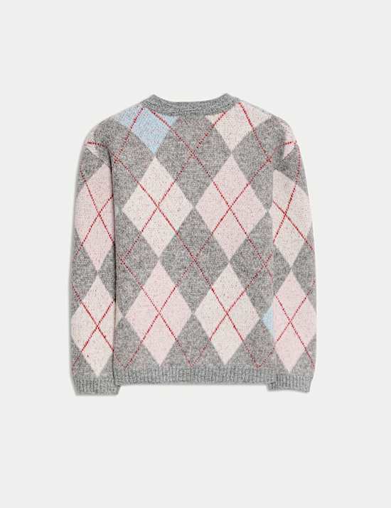 Argyle Button Through Cardigan (6-16 Yrs)