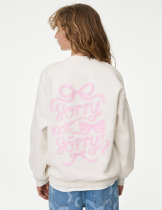 Cotton Rich Bow Graphic Sweatshirt (6-16 Yrs)
