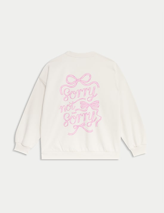 Cotton Rich Bow Graphic Sweatshirt (6-16 Yrs)