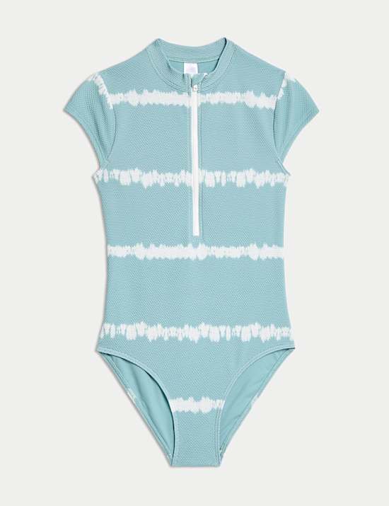 Striped Tie Dye Zip Swimsuit (6-16 Yrs)