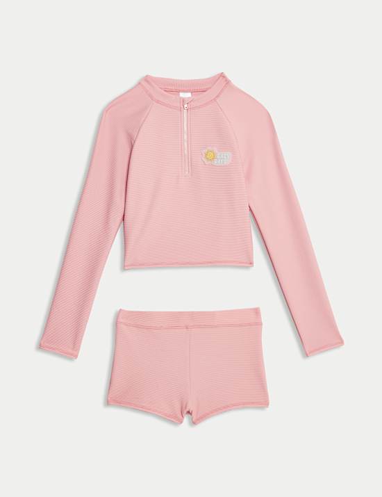 2pc Long Sleeve Rash Vest Set (6-16 Yrs)