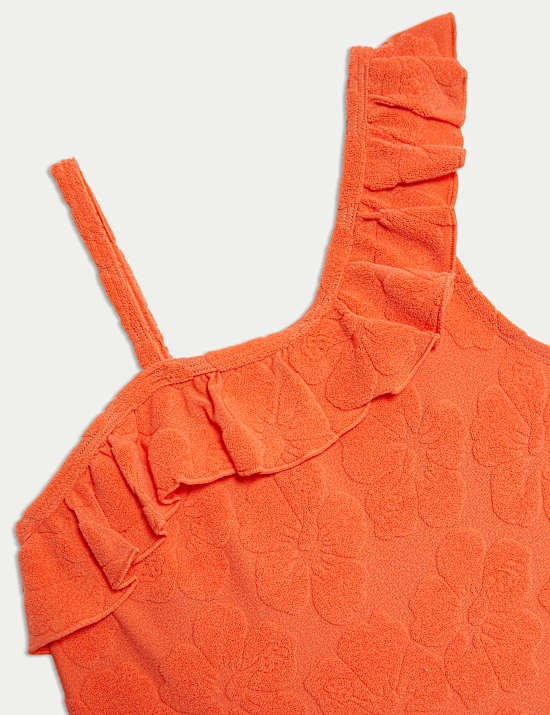 Badeanzug mit Blümchendesign, Strukturmuster und Rüschen (6–16 J.)