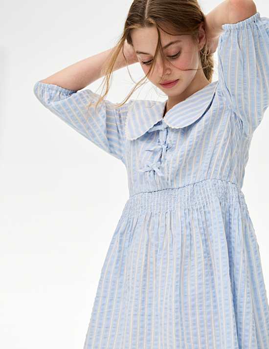 Pure Cotton Striped Dress (6-16 Yrs)