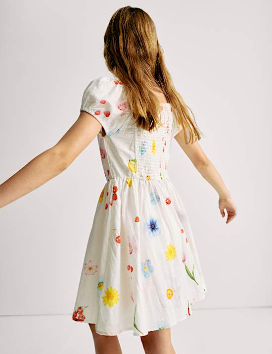Pure Cotton Floral Dress (6-16 Yrs)