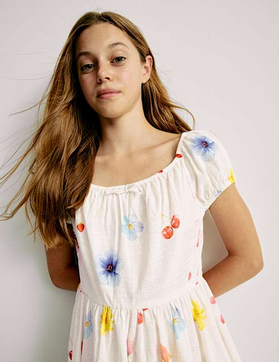 Pure Cotton Floral Dress (6-16 Yrs)