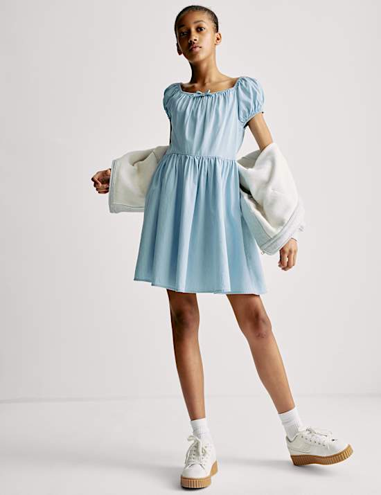Pure Cotton Milkmaid Dress (6-16 Yrs)