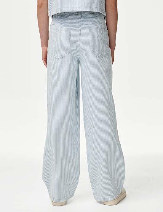 Wide Leg Denim Striped Jeans (2-16 Yrs)