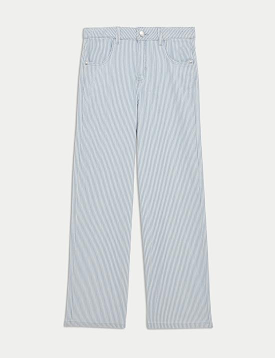 Wide Leg Denim Striped Jeans (2-16 Yrs)